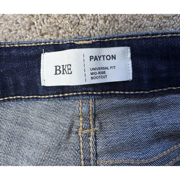 BKE Payton Bootcut Jeans Womens 26x31.5 Dark Blue Denim Faded Mid Rise - Picture 3 of 10
